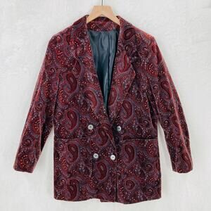 Vintage Henri Bendel Blazer Womens 10 Paisley Velvet Retro